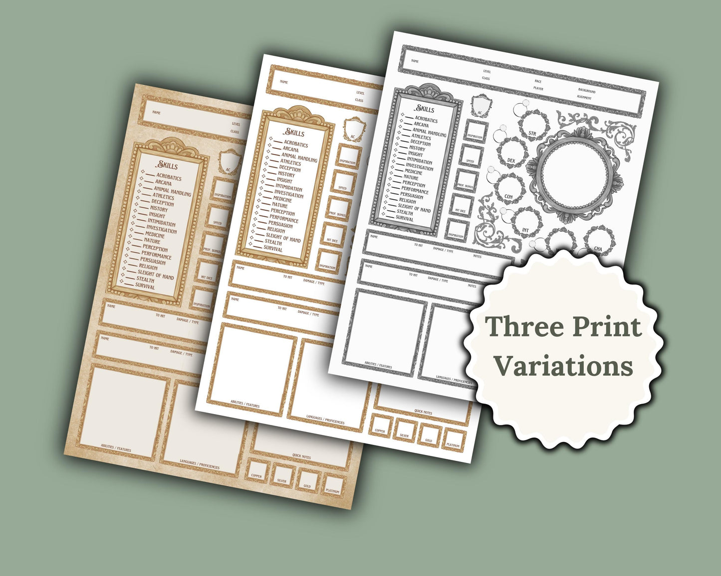 DnD Victorian Character Sheet