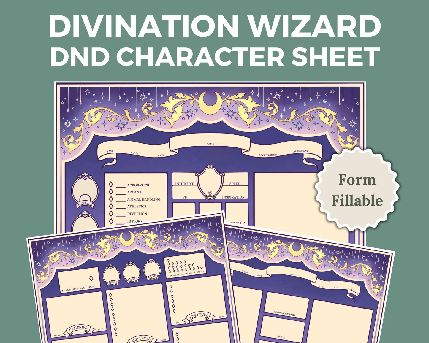 Divination Wizard DnD Character Sheet