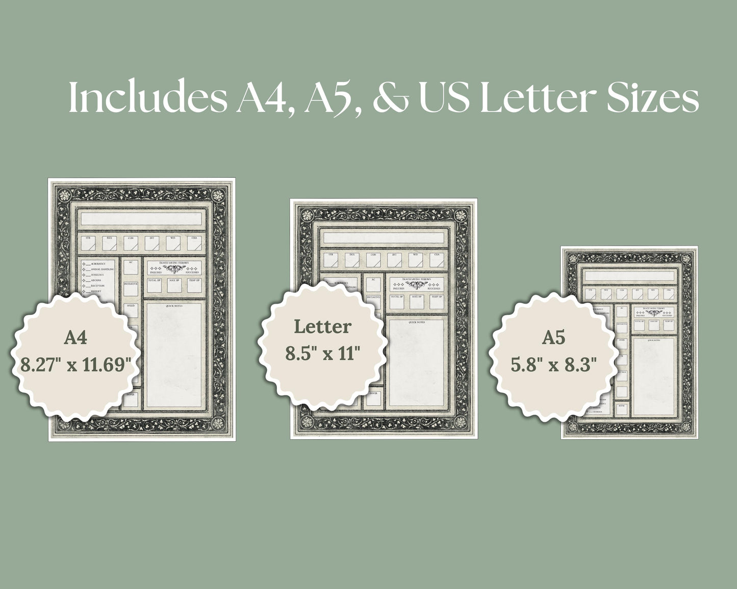 Medieval DnD Character Sheet