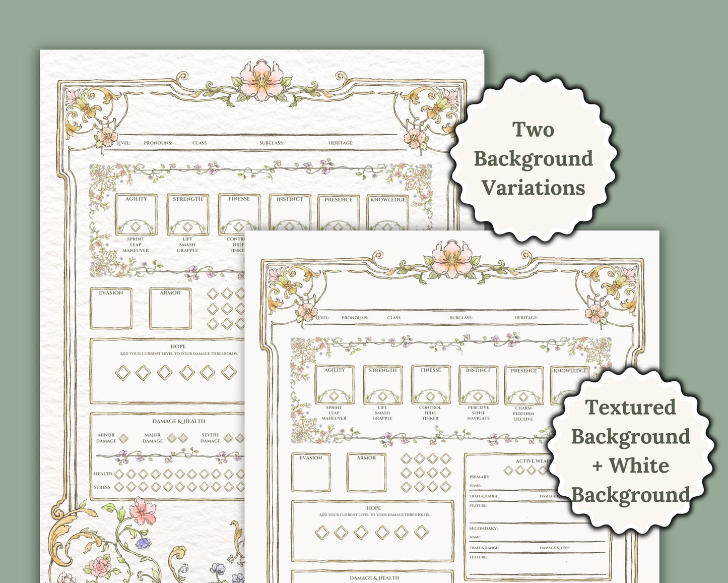 Floral Daggerheart Character Sheet