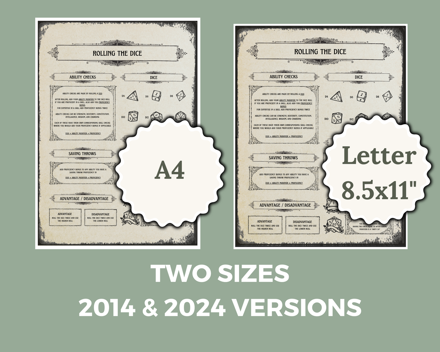 Gothic Printable DnD Beginner Cheat Sheet