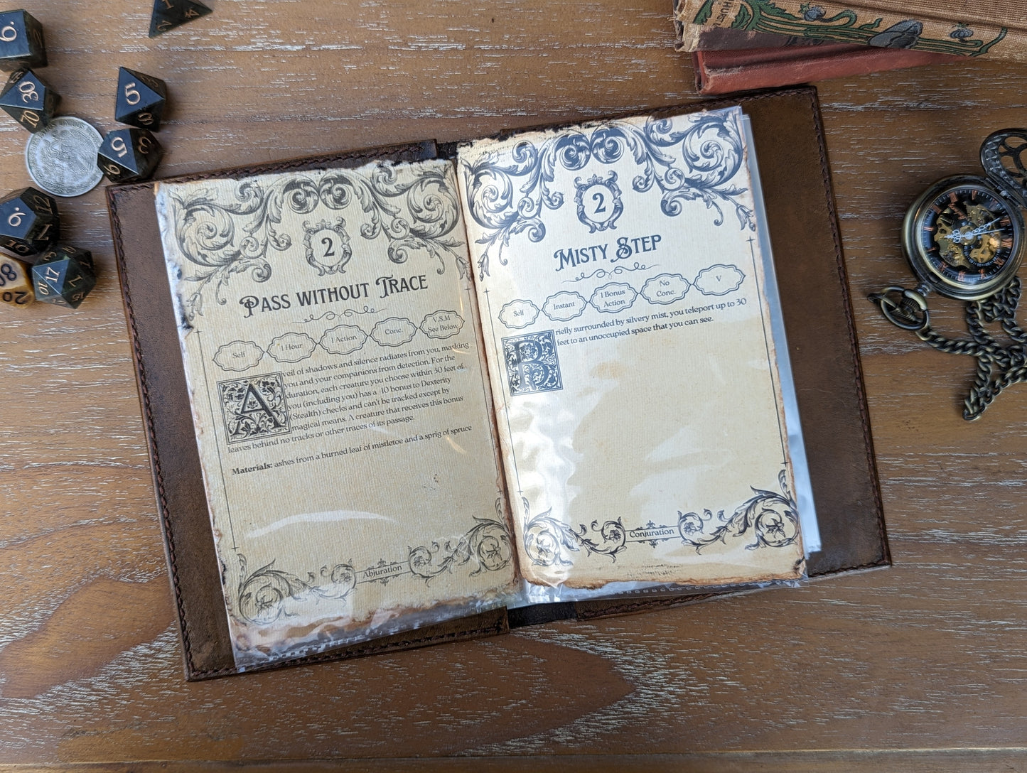 Leather DnD Spellbook + Spell Cards