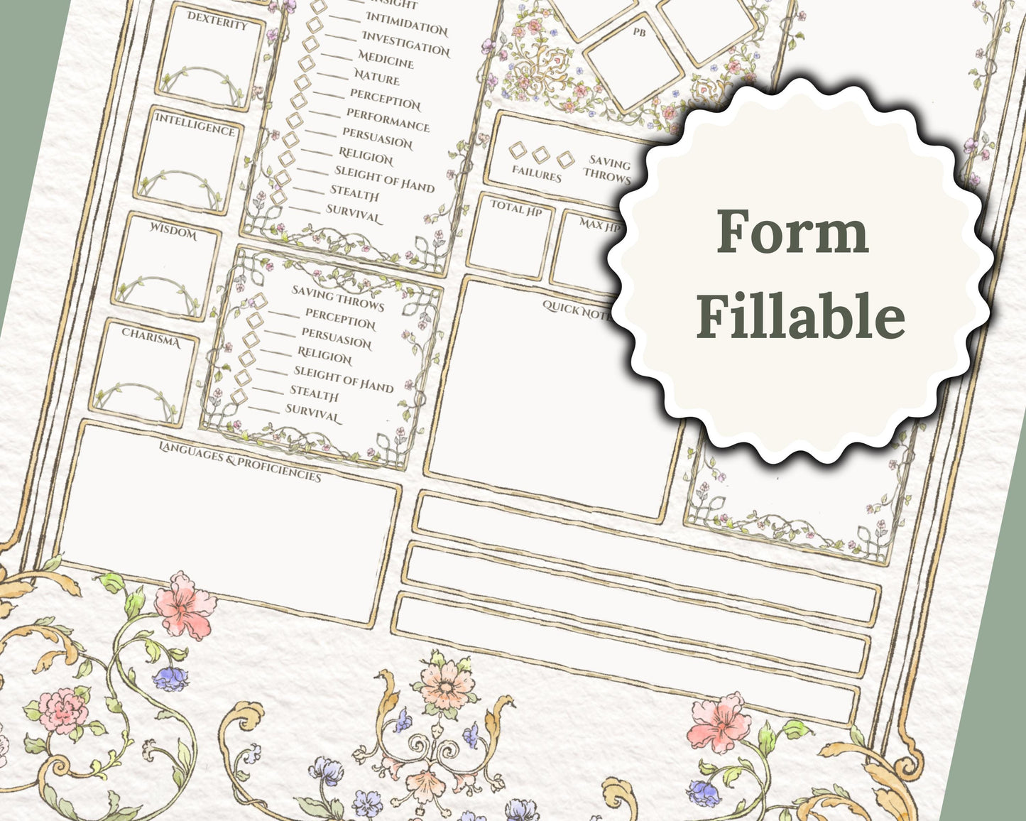 Flowery DnD Character Journal