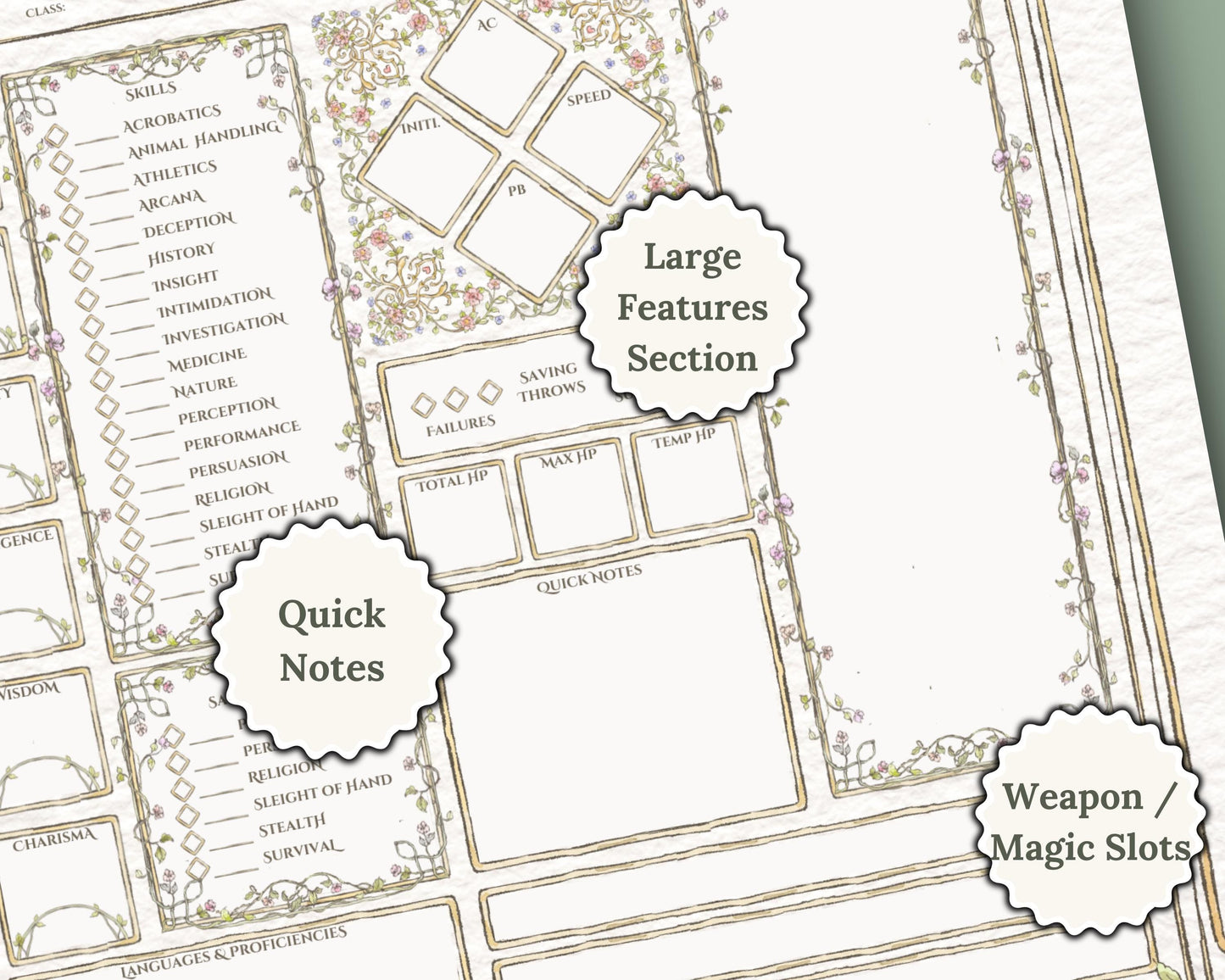 Floral DnD Character Journal