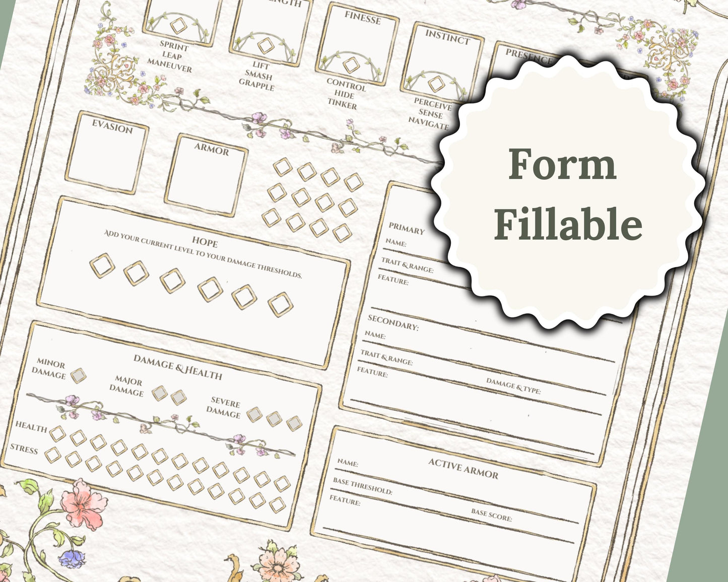 Floral Daggerheart Character Sheet