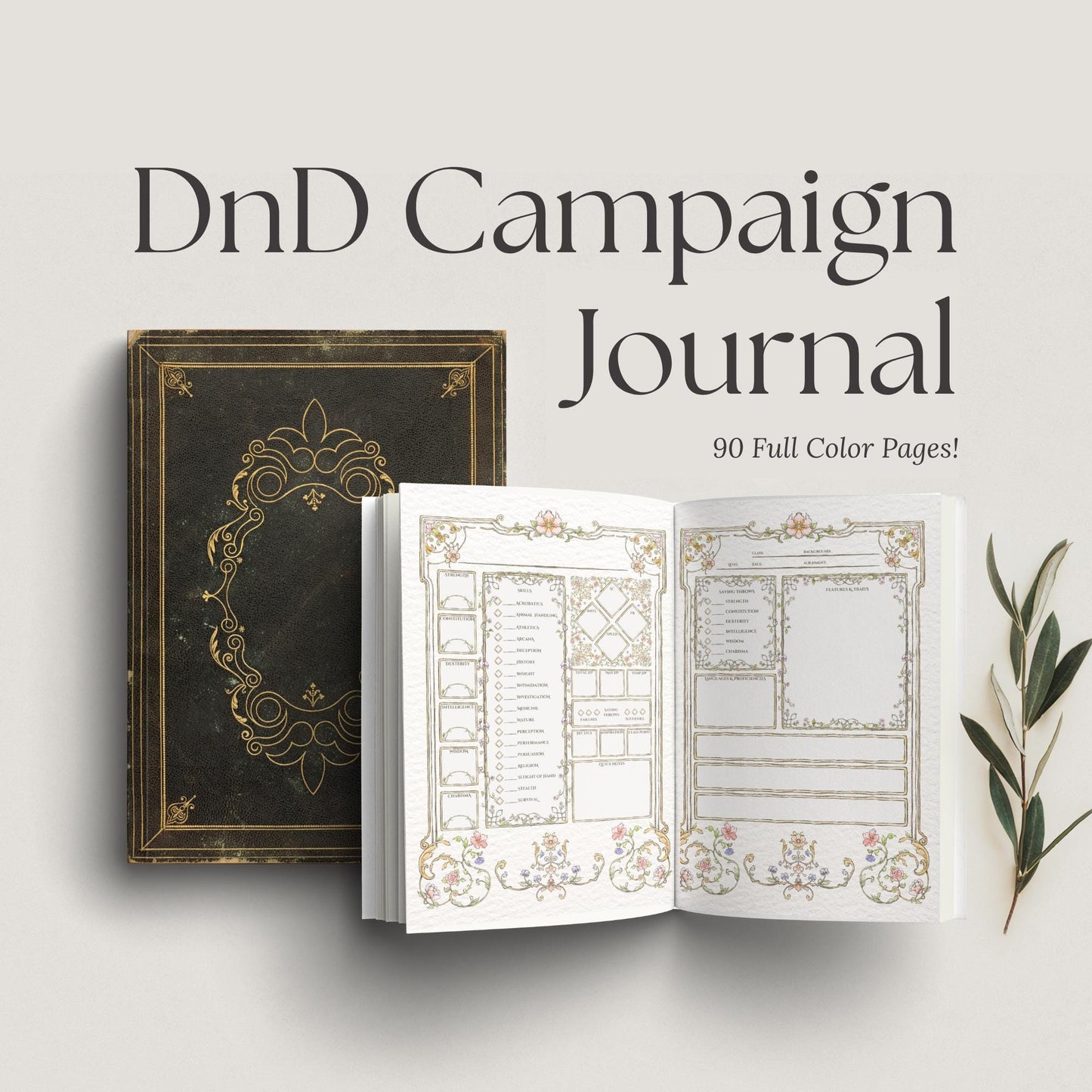 Floral Gothic DnD Campaign Journal 8x6" A5