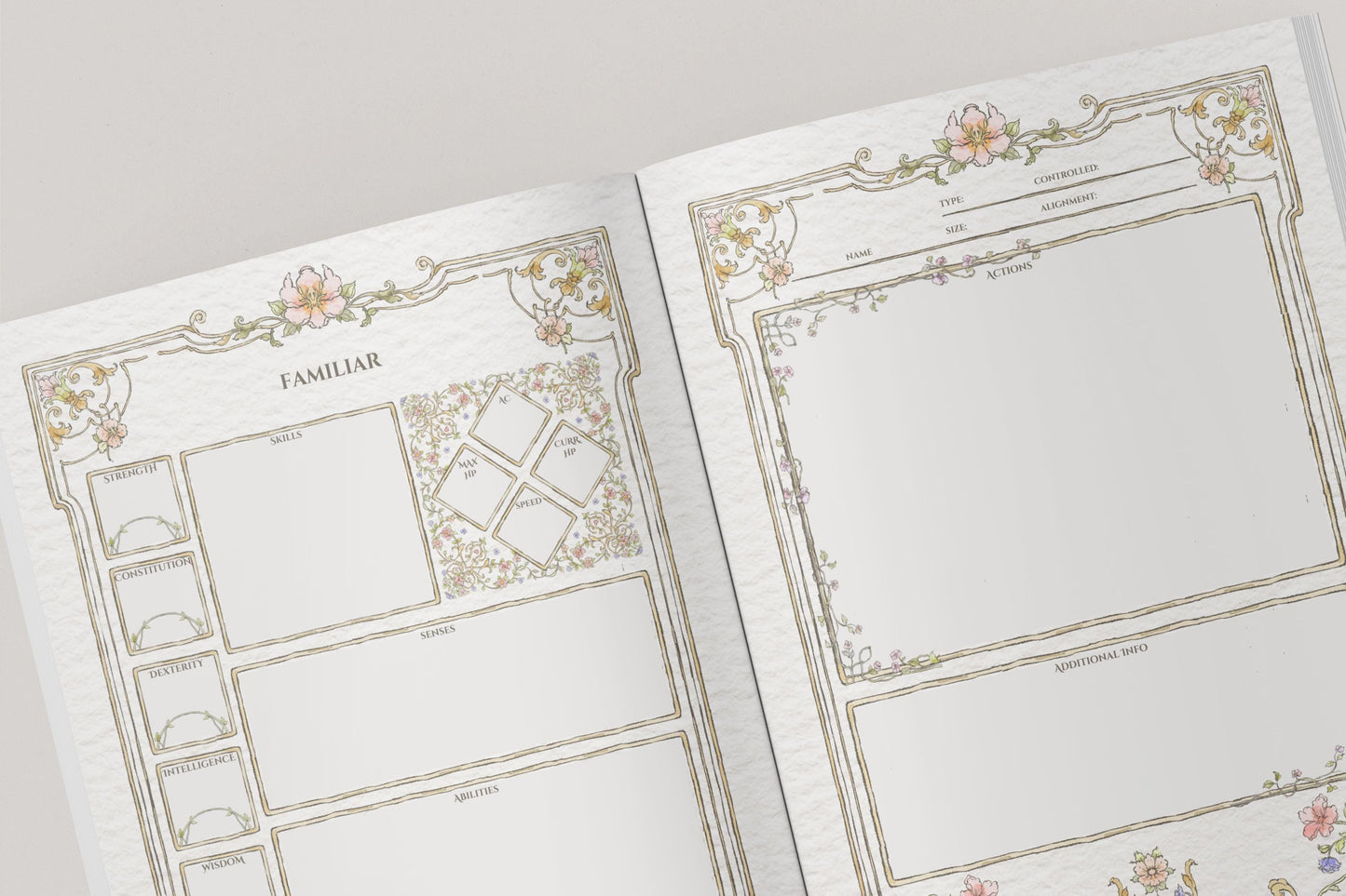 Floral Gothic DnD Campaign Journal 8x6" A5