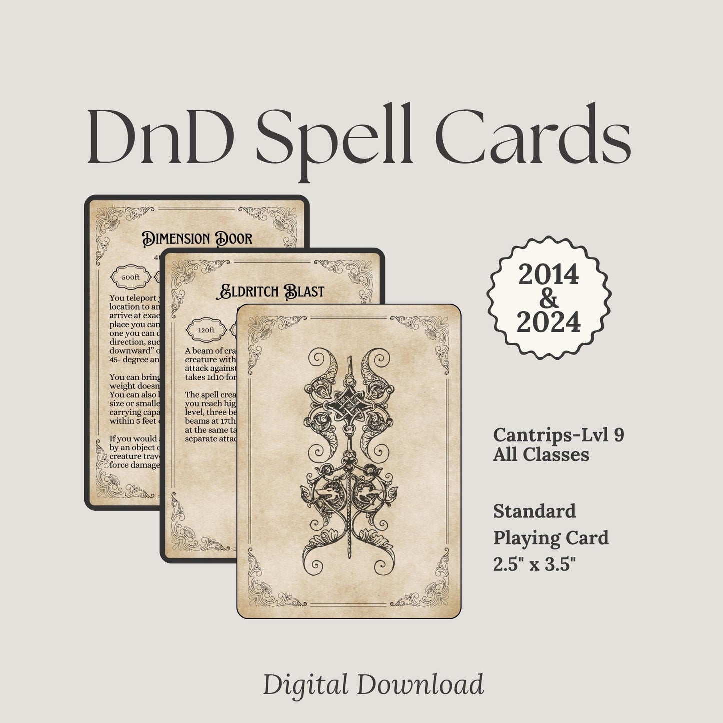 DnD Gothic Spell Cards 2.5"x3.5"