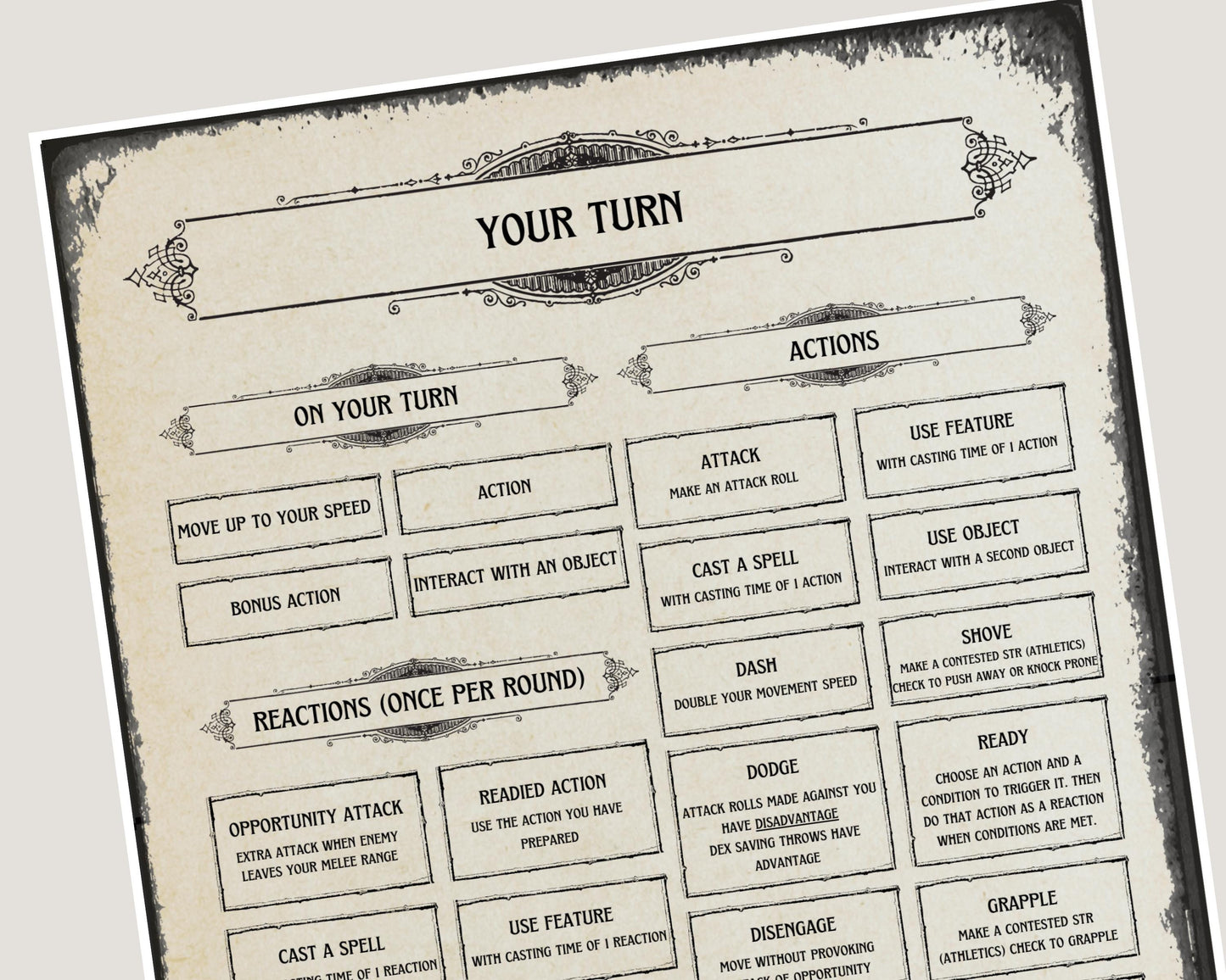 DnD Gothic Cheat Sheet
