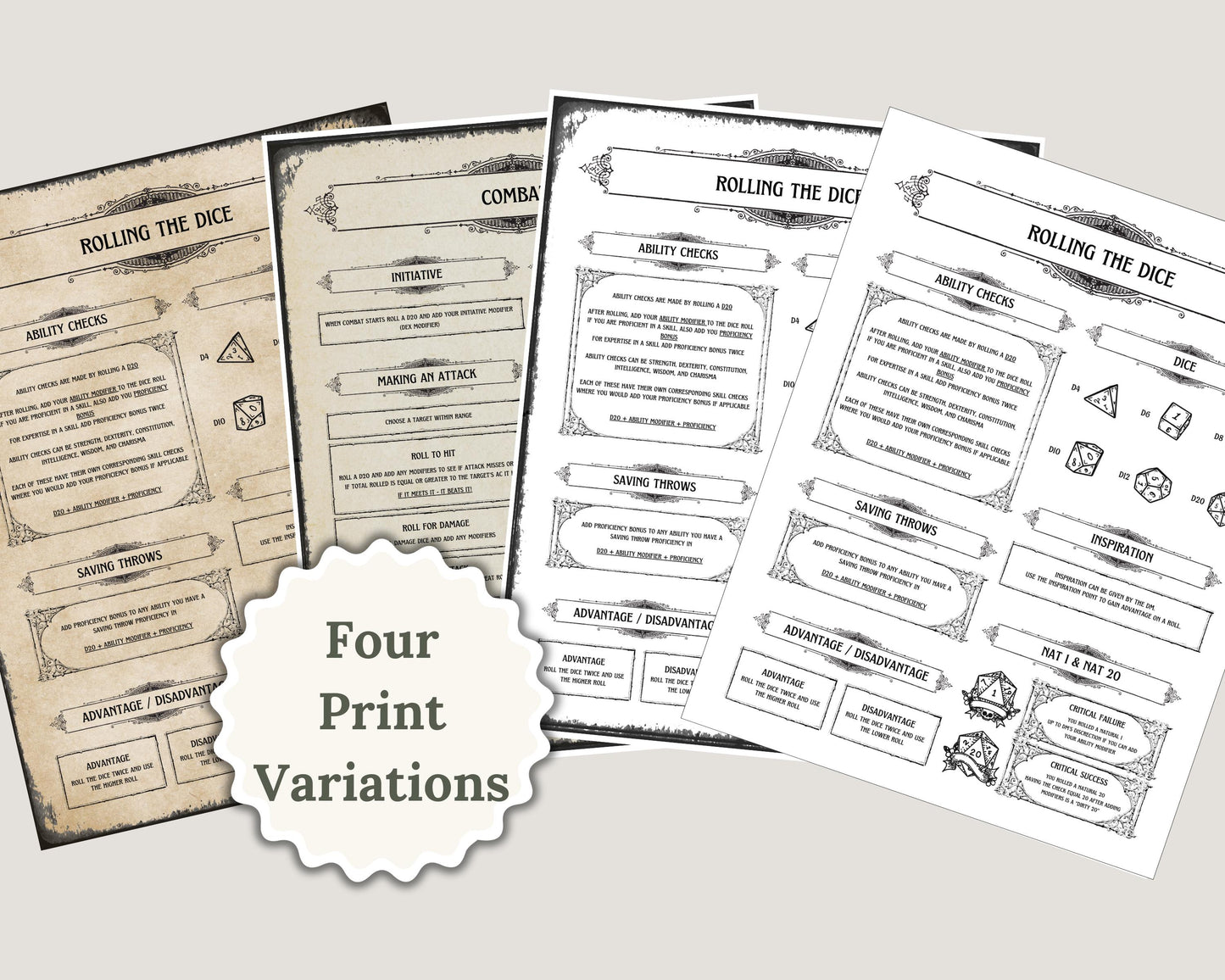 DnD Gothic Cheat Sheet