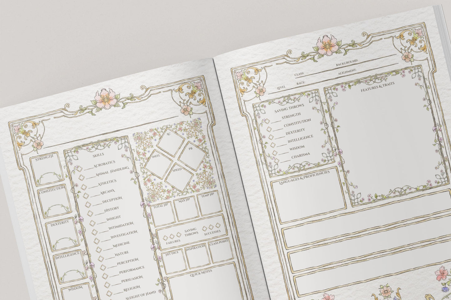 Floral Gothic DnD Campaign Journal 8x6" A5