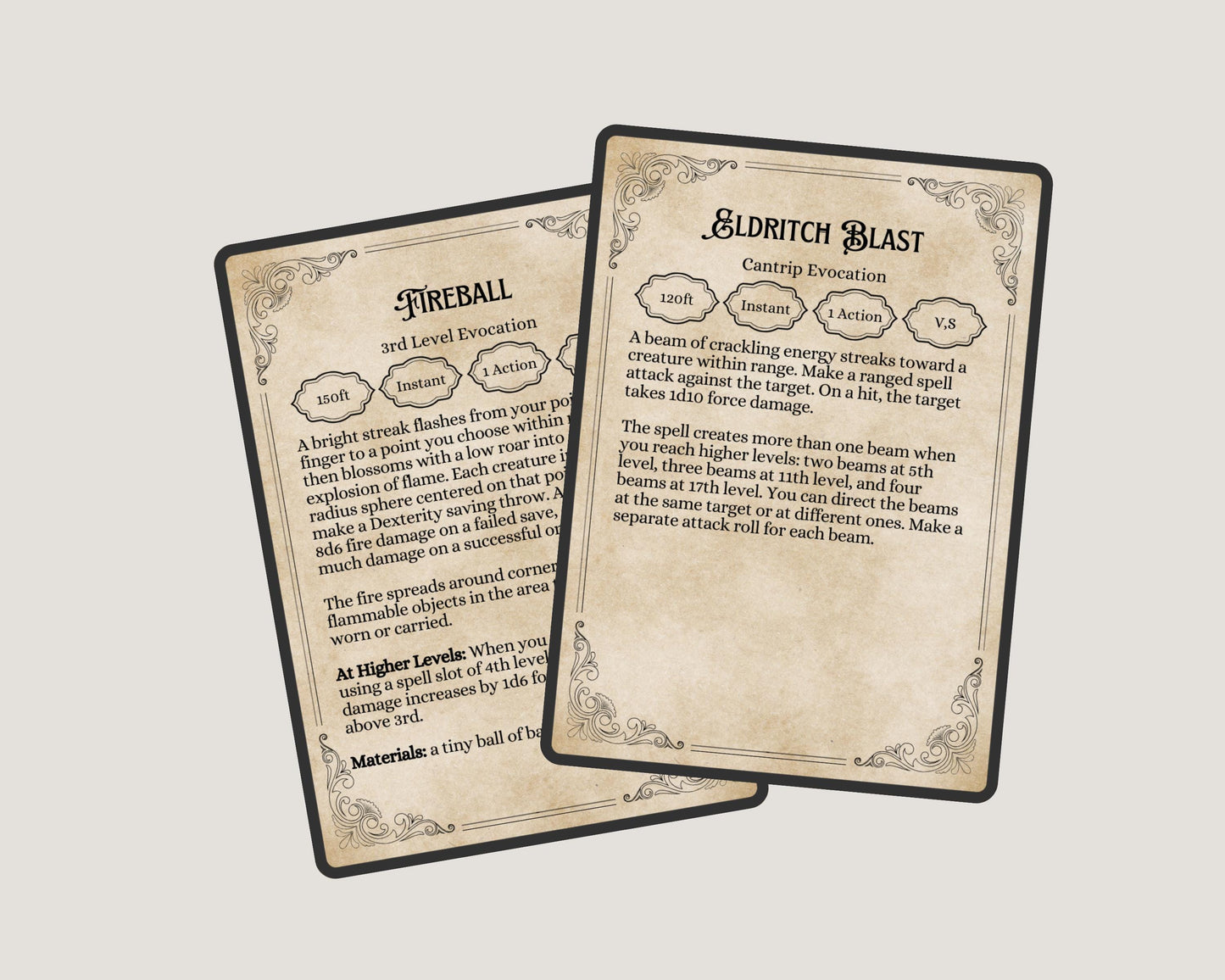 DnD Gothic Spell Cards 2.5"x3.5"