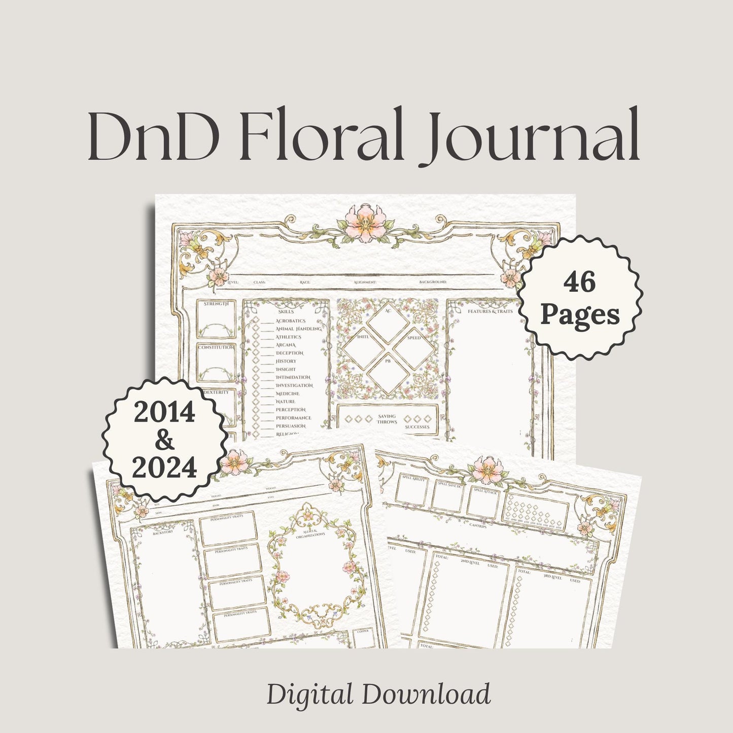 Floral DnD Character Journal