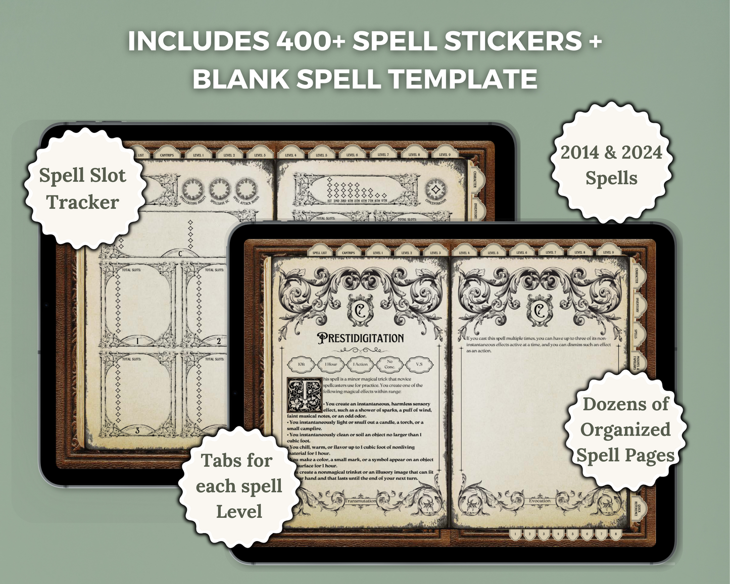 Gothic Digital DnD Character Journal + Spell Cards