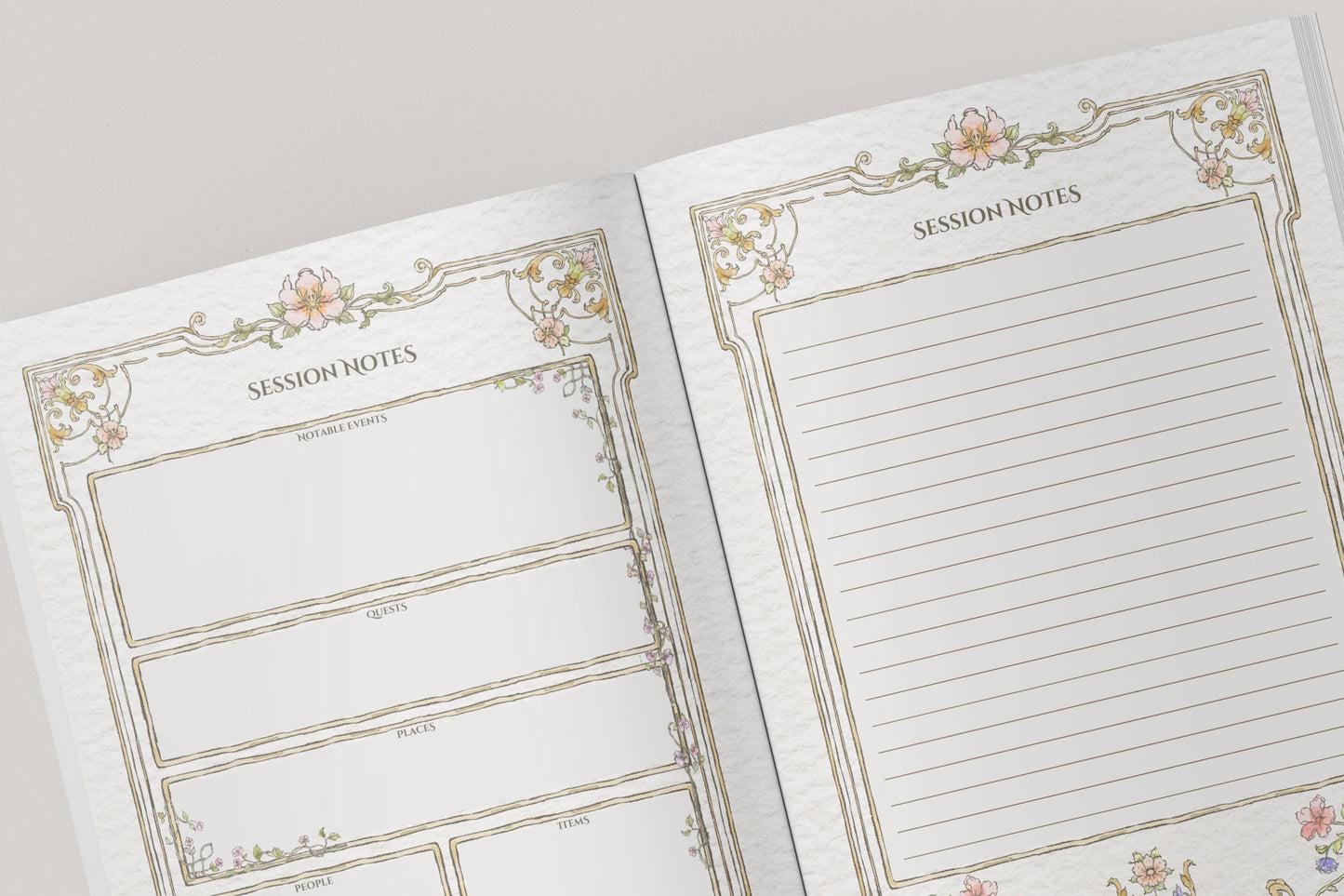 Floral Gothic DnD Campaign Journal 8x6" A5