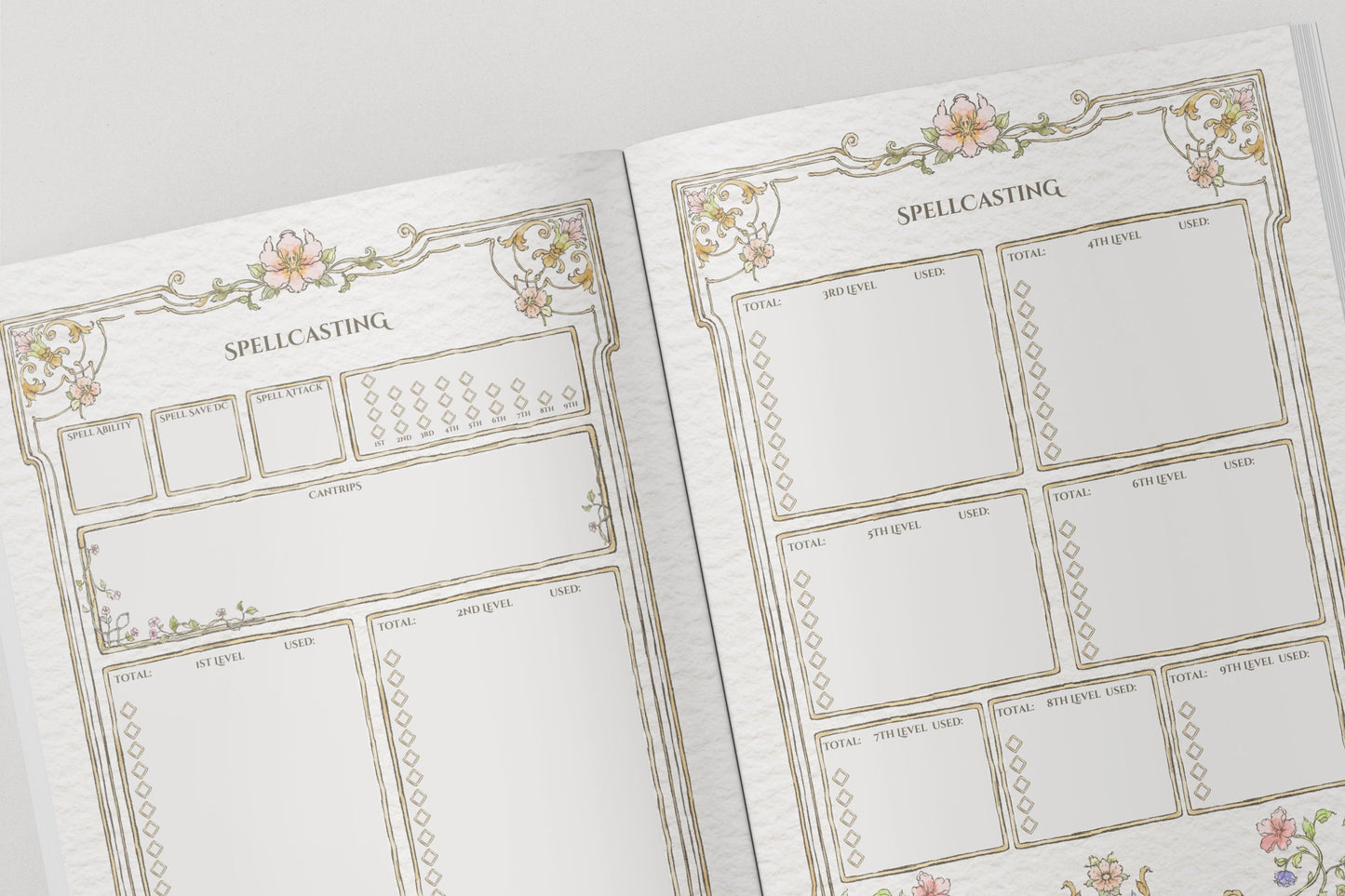 Floral Gothic DnD Campaign Journal 8x6" A5