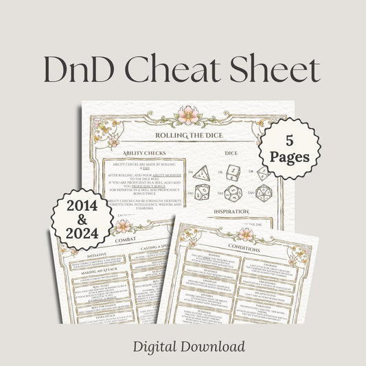 Floral DnD Cheat Sheet