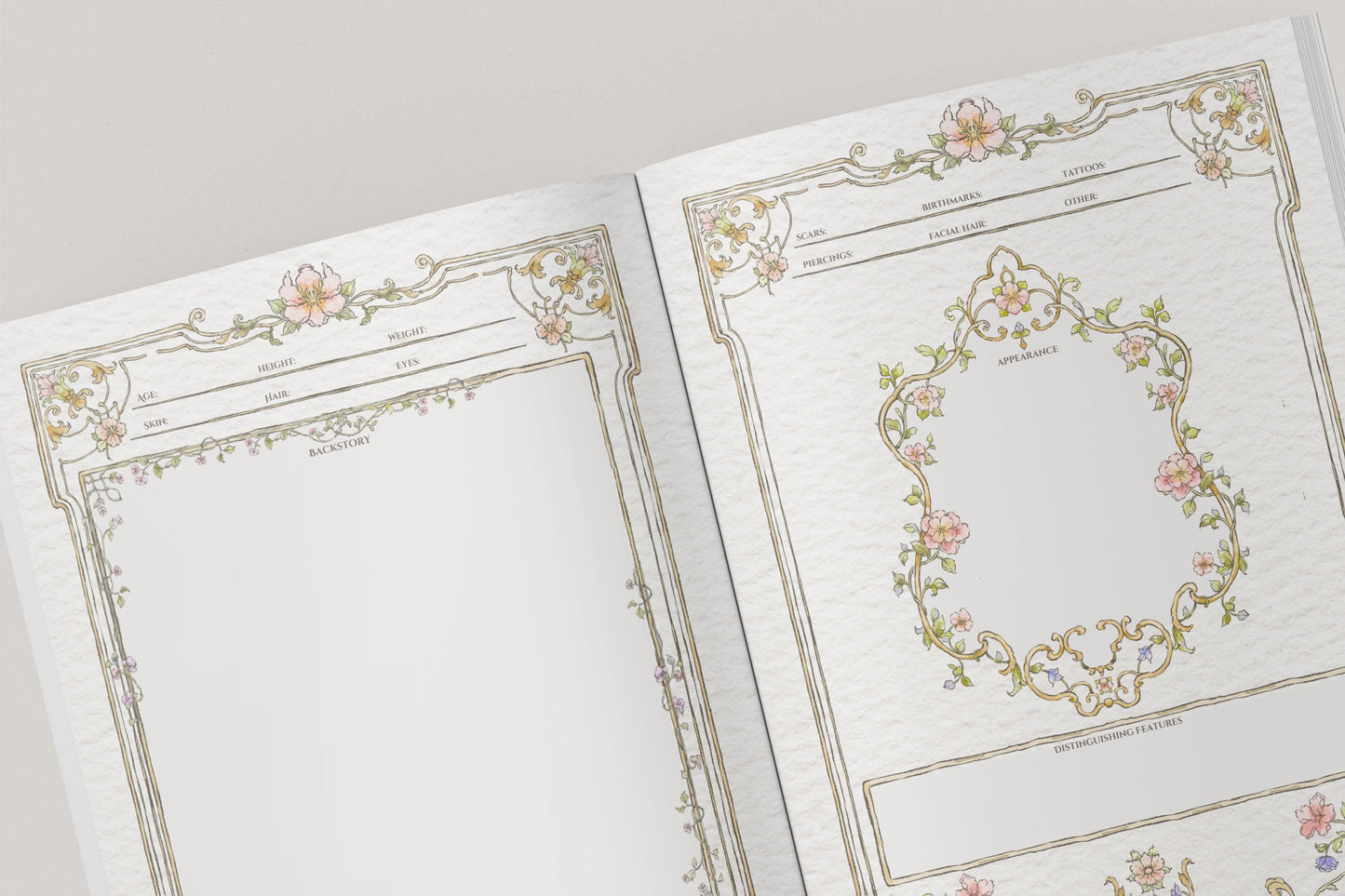 Floral Gothic DnD Campaign Journal 8x6" A5