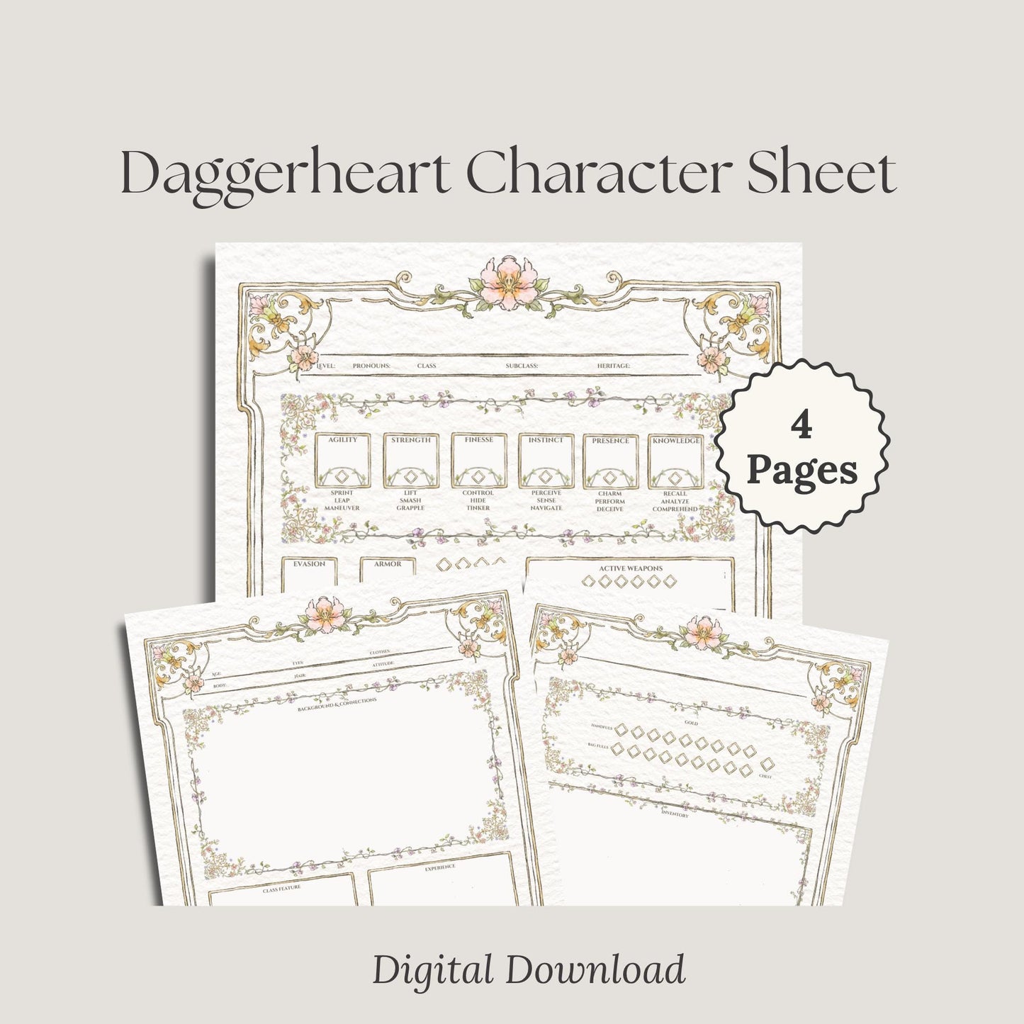 Floral Daggerheart Character Sheet