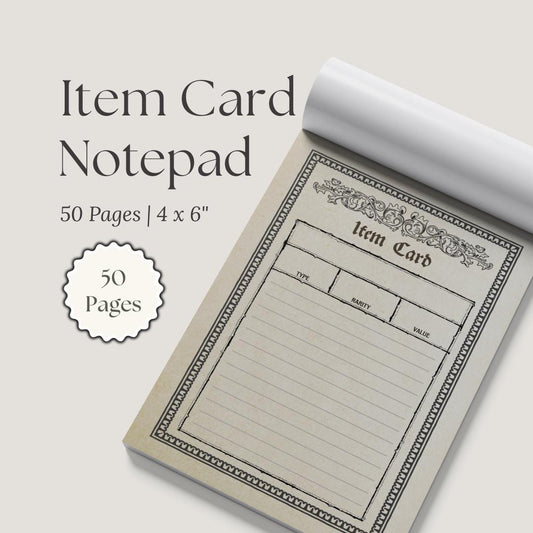 Gothic DnD Item Card Notepad 4x6"