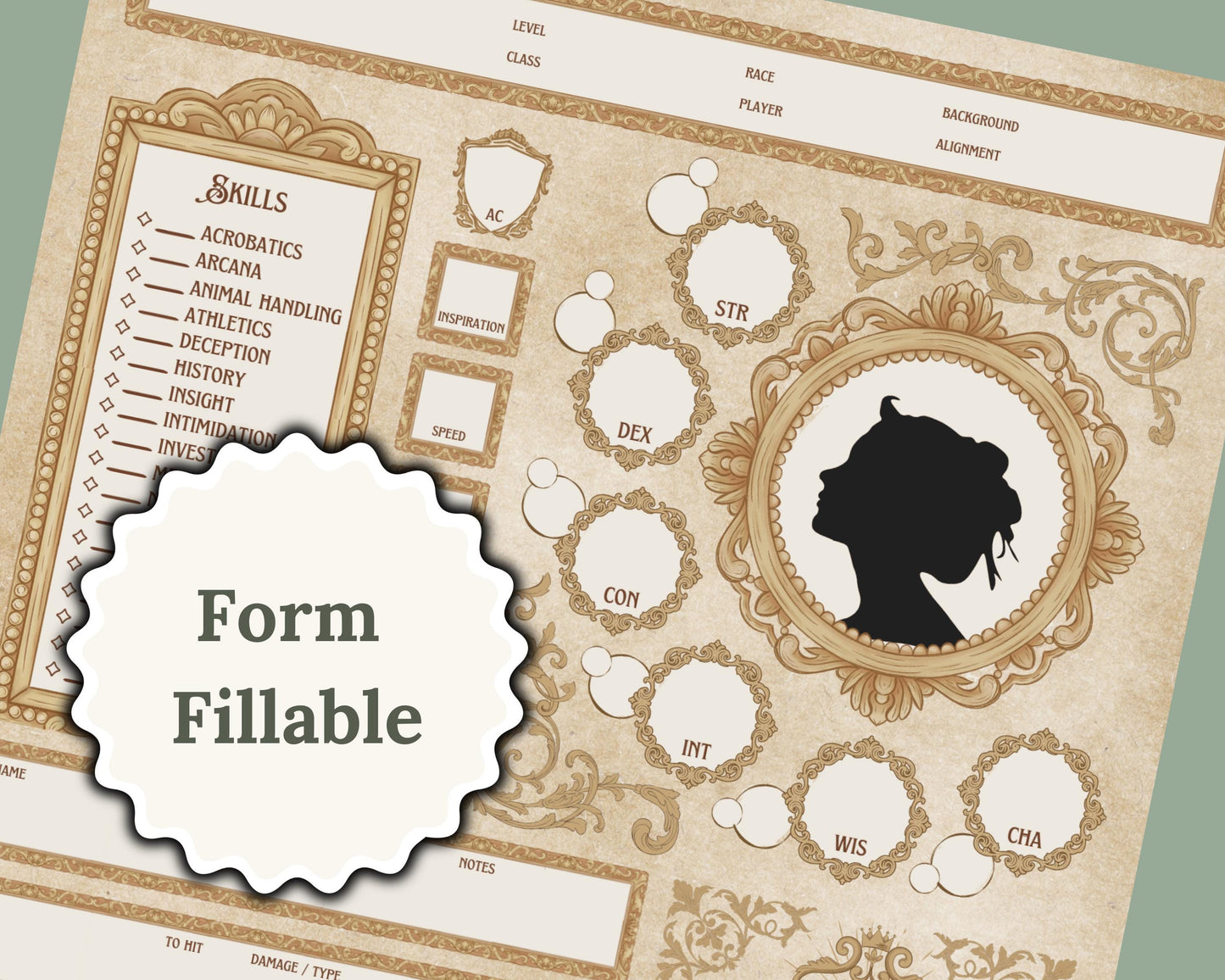 DnD Victorian Character Sheet