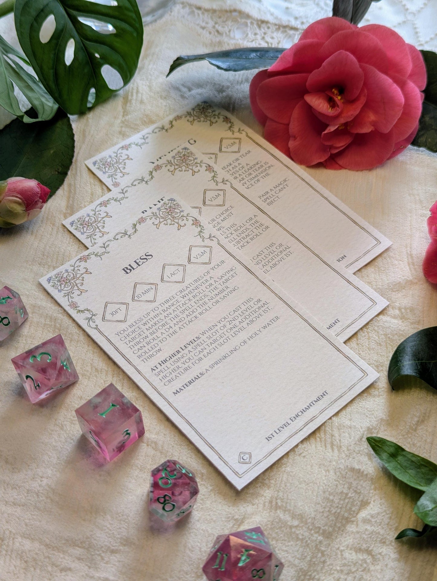 DnD Floral Spell Cards
