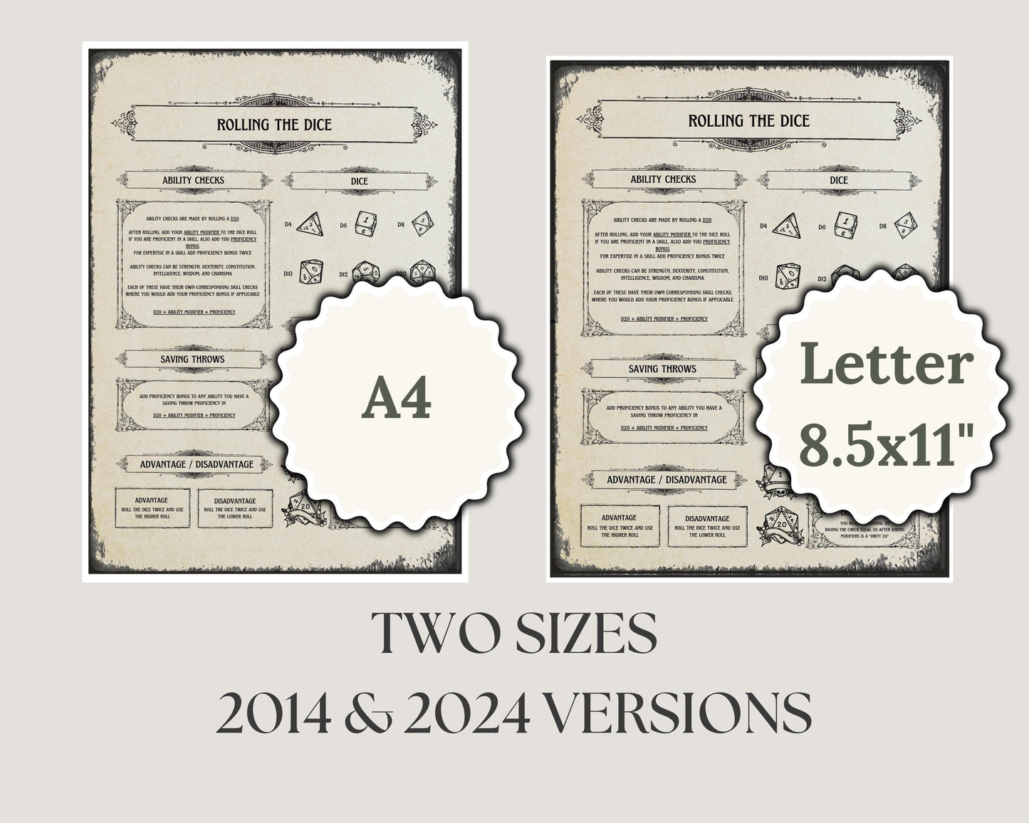 DnD Gothic Cheat Sheet