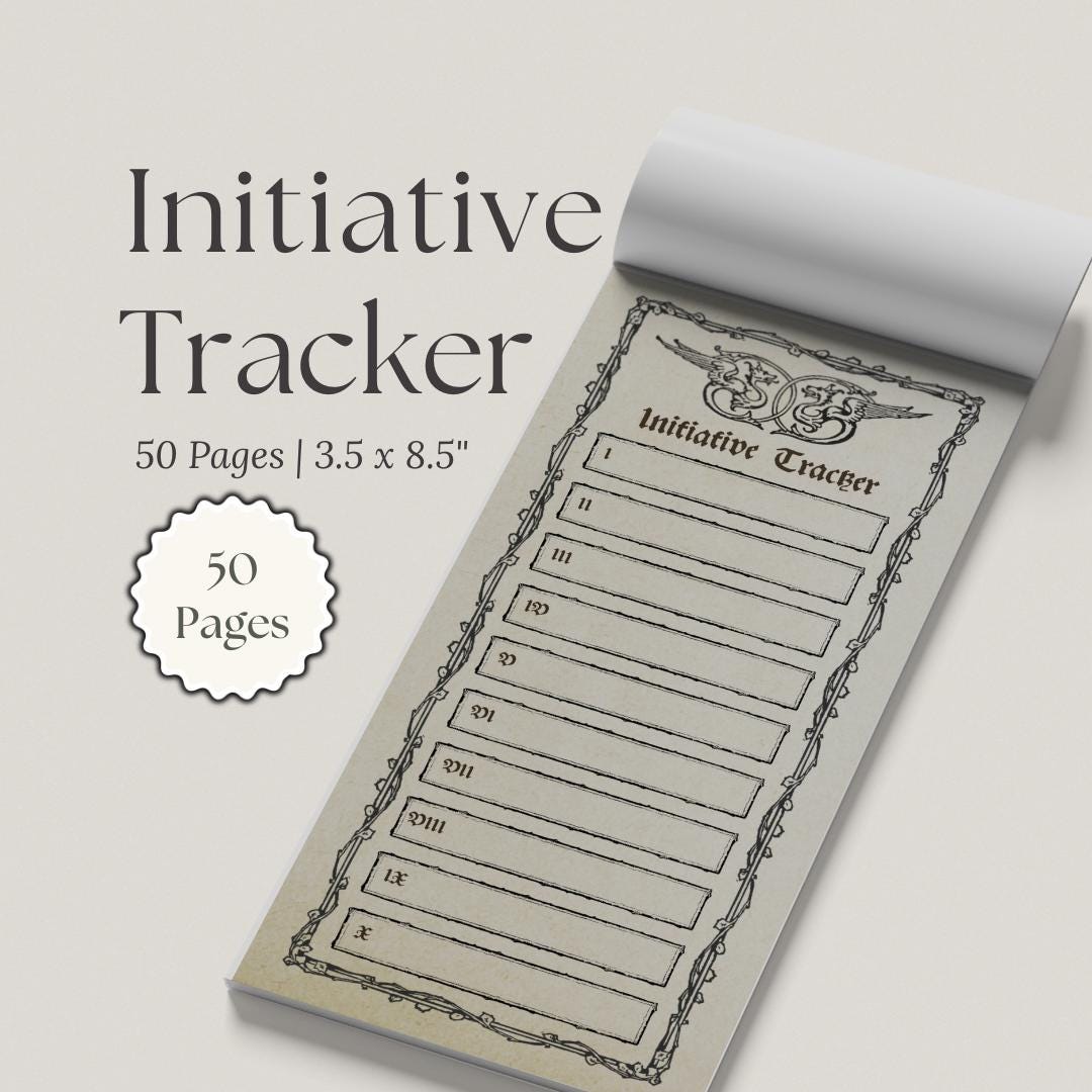 Gothic DnD Initiative Tracker Notepad | 3.66x8.5"